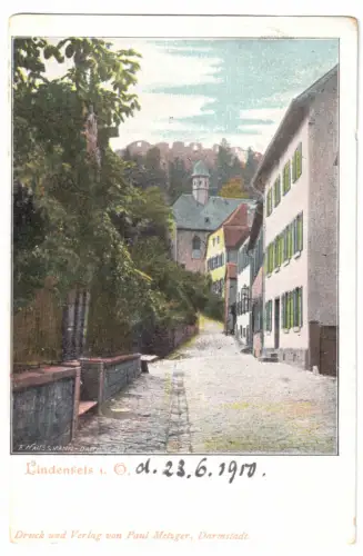 AK, Lindenfels Odw., Straßenpartie, 1910