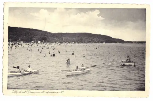 AK, Ostseebad Timmendorfer Strand, Strand belebt, Paddelboote, 1937