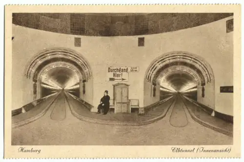 AK, Hamburg, Elbtunnel, Innenansicht, um 1920