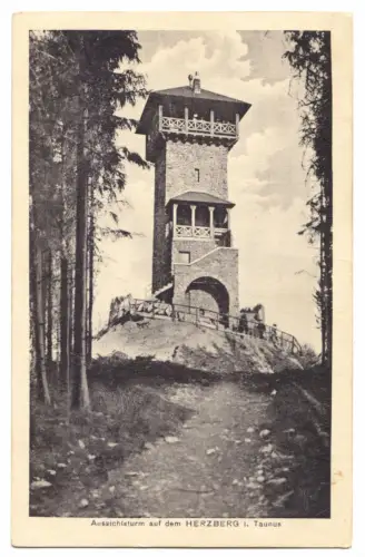AK, Bad Homburg, Aussichtsturm auf dem Herzberg im Taunus, um 1925
