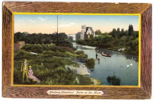 AK, Hamburg Uhlenhorst, Partie an der Alster, um 1913