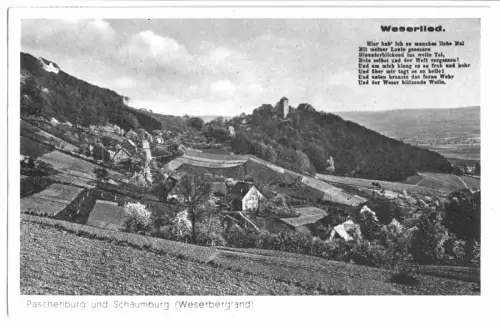 AK, Rinteln, OT Schaumburg, Ortslage mit Schaumburg und Paschenburg, 1950