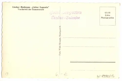 AK, Lindau Bodensee, Gastst. "Lieber Augustin", Sommerstube, um 1936
