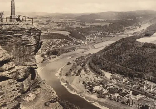 AK, Sächsische Schweiz, Blick vom Lilienstein nach Bad Schandau, 1962