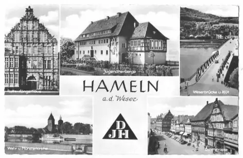 AK, Hameln a.d. Weser, 5 Abb. u.a. Jugendherberge