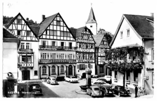 AK, Bad Orb, Marktplatz, zeitgen. Pkw, um 1965