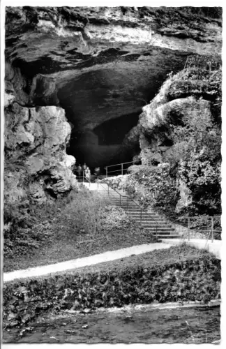 AK, Pottenstein Fränkische Schweit, Teufelshöhleneingang, um 1962