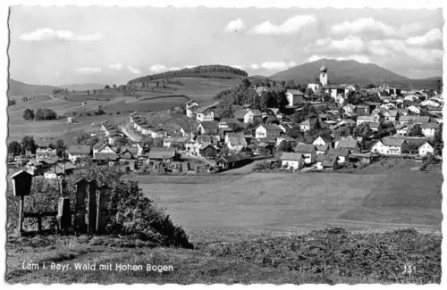AK, Lam i. Bayr. Wald, Teilansicht mit Hohen Bogen, um 1960