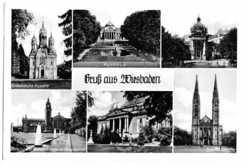 AK, Wiesbaden, sechs Abb., 1953