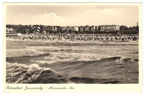 AK, Ostseebad Zinnowitz auf Usedom, Strand von der Seeseite, 1939