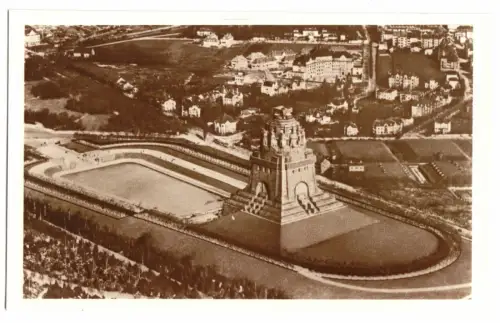 AK, Leipzig, Luftbildansicht, Völkerschlachtdenkmal und Umgebung, um 1933
