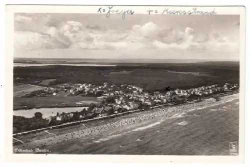 AK, Seebad Bansin auf Usedom, Luftbildtotale, um 1943