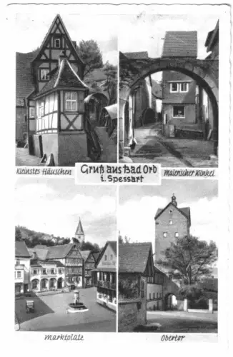 AK, Bad Orb im Spessart, vier Abb., um 1954