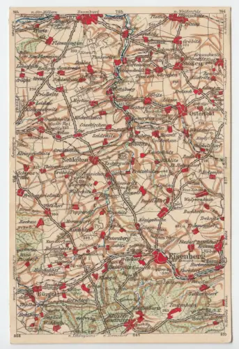 AK mit Landkarte, Eisenberg und nördliche Umgebung, um 1923