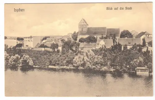 AK, Lychen, Blick auf die Stadt mit Kirche, um 1914