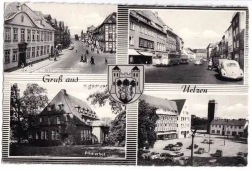 AK, Uelzen, vier Abb., u.a. Herzogenplatz, 1962