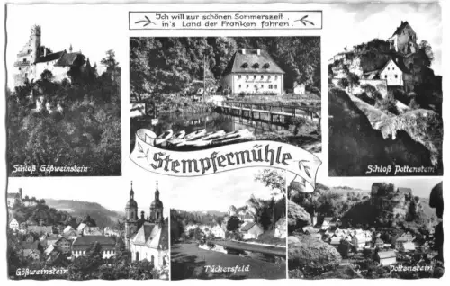AK, Gößweinstein Fränkische Schweiz, Gasthof Stempfermühle, um 1960