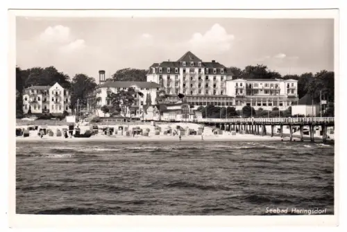 AK, Seebad Heringsdorf auf Usedom, Teilansicht mit Seebrücke, um 1938