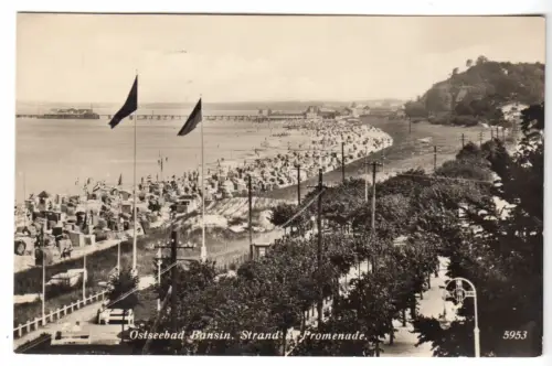 AK, Seebad Bansin auf Usedom, Strand & Promenade, um 1932