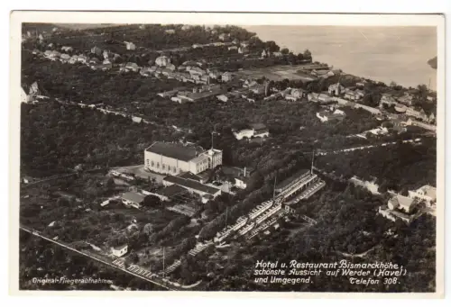 AK, Werder Havel, Luftbildteilansicht mit Bismarkhöhe, 1934