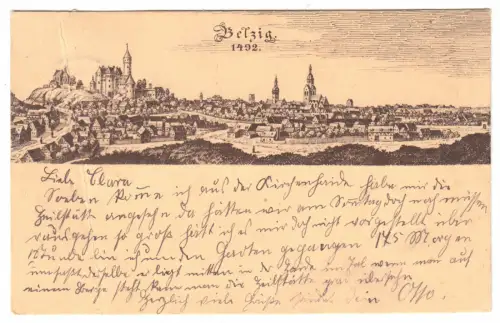 AK, Belzig, Totale nach einem historischen Stich von 1492, 1903