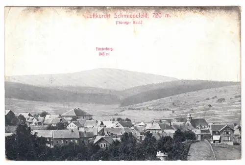 AK, Schmiedefeld Thür. Wald, Teilansicht mit Finsterberg, 1911