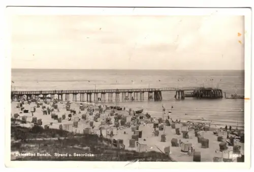 AK, Seebad Bansin auf Usedom, Strand und Seebrücke, um 1938