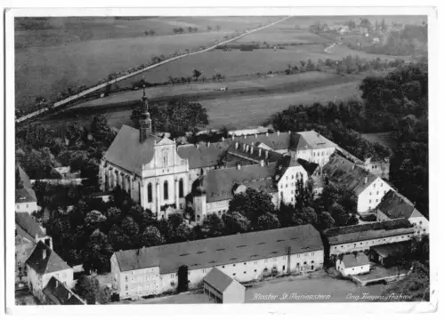 AK, Parschwitz-Kuckau, Kloster St. Marienstern, Luftbildansicht, 1944