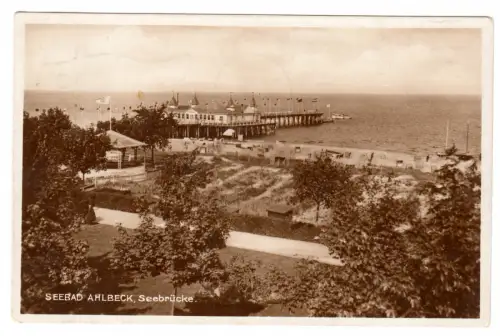 AK, Seebad Ahlbeck auf Usedom, Blick zur Seebrücke, 1929