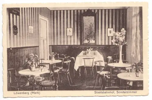 AK, Löwenberg Mark, Staatsbahnhof, Sonderzimmer, 1930