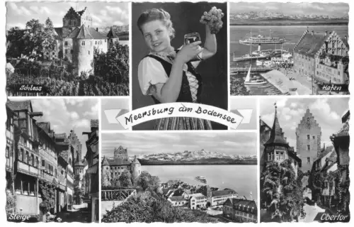 AK, Meersburg am Bodensee, sechs Abb., gestaltet, um 1959