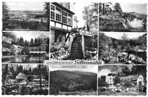 AK, Leopoldstal in Lippe, Waldrestaurant "Silbermühle", acht Abb., 1962