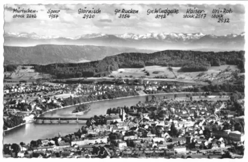 AK, Säckingen Hochrhein, Luftbildansicht, 1962