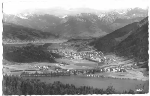 AK, Immenstadt im Allgäu, Gesamtansicht mit Alpsee, 1954