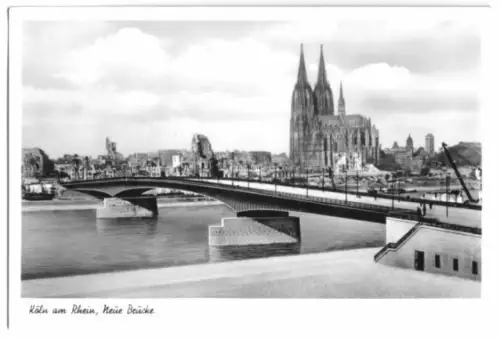 AK, Köln am Rhein, Neue Brücke, um 1955
