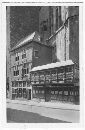 AK, Bad Aachen, Der Postwagen am Rathaus, 1955