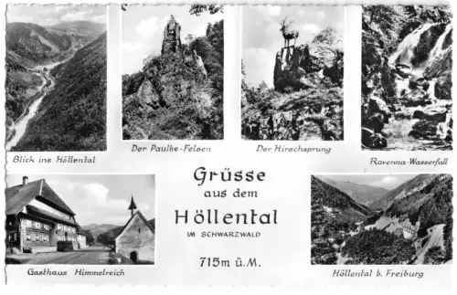 AK, Grüsse aus dem Höllental im Schwarzwald, 6 Abb., gestaltet, um 1961