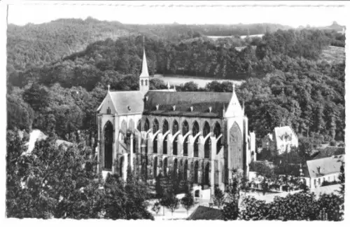 AK, Altenberg b. Köln, Altenberger Dom, Luftbild, 1958