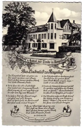 AK, Rengsdorf, Gasthof und Hotel zur Linde, Liedtext, um 1960