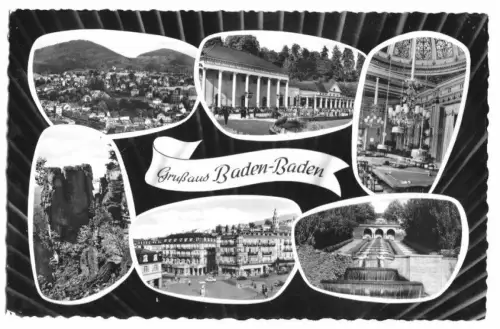 AK, Baden-Baden, sechs Abb., gestaltet, um 1963