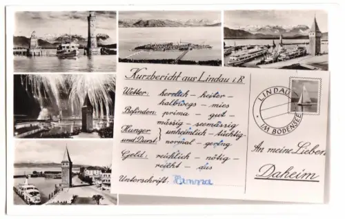 AK, Lindau Bodensee, Kurzbericht aus Lindau Bodensee, fünf Abb., um 1958