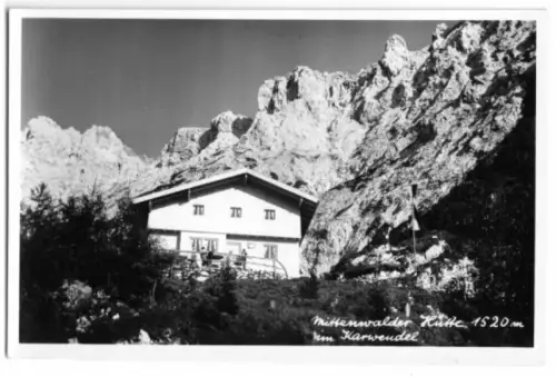 AK, Mittenwald, Mittenwalder Hütte im Karwendel, Echtfoto, um 1955