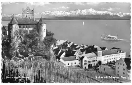 AK, Meesburg Bodensee, Teilansicht mit Schloß, 1960