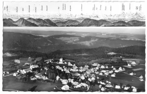AK, Höchenschwand Hochschwarzwald, Gesamtansicht und Alpenpanorama, 1963