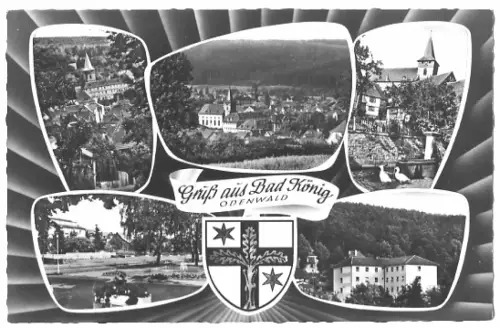 AK, Bad König, im Odenwald, 5 Abb.u. Wappen, ca., 1965