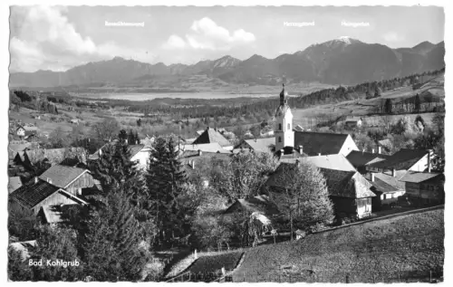 AK, Bad Kohlgrub, Teilansicht gegen Herzogstand, 1965