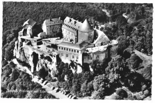 AK, Schloß Waldeck am Edersee, Luftbildansicht, 1963