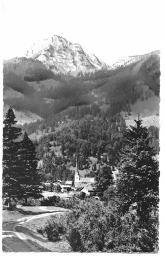AK, Bayrischzell, Teilansicht mit Wendelstein, um 1956