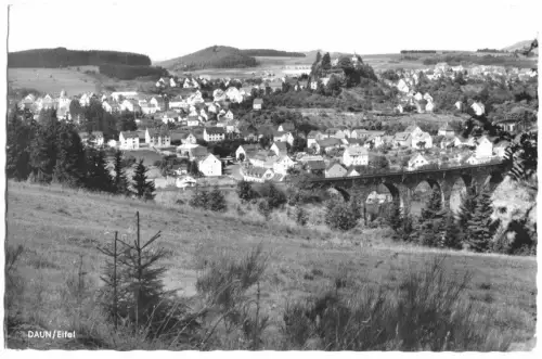 AK, Daun Eifel, Teilansicht mit Viadukt, 1959