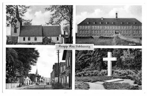 AK, Kropp Kr. Schleswig, vier Abb., u.a. Schule, um 1963